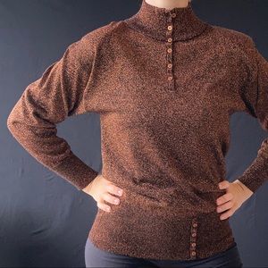 Sparkly rust colored 80s turtle neck